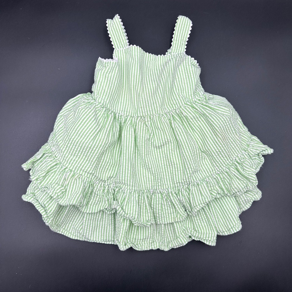 American Living Girls Green Seersucker Dress‎ Ruffle Sleeveless 2/2T Toddler